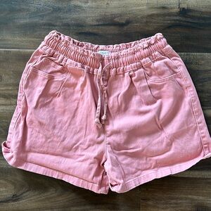 Coral drawstring shorts